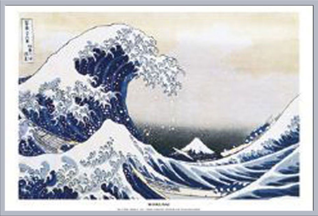 empireposter Poster Katsushika Hokusai - The Great Wave - Poster - Größe 61x91,5 cm, (1 St), + Wechselrahmen Shinsuke® Maxi Kunststoff Silber, Acryl-Scheibe von empireposter