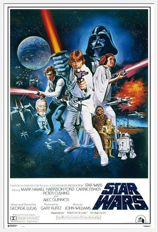 empireposter Poster Star Wars Maxi Poster, Star Wars - Orange Sword of Darth Vader (Poster + Rahmen), + Wechselrahmen Shinsuke® Maxi 61x91,5 Kunststoff weiss, Acryl-Scheibe von empireposter