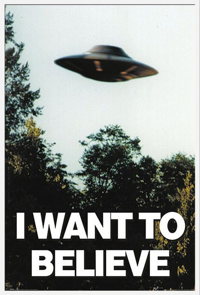 empireposter Poster X-files - I Want To Believe Poster, + Wechselrahmen Shinsuke® Maxi 61x91,5 Kunststoff weiss, Acryl-Scheibe von empireposter