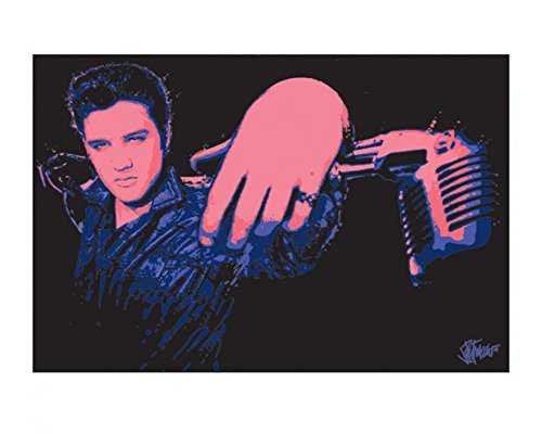 empireposter Presley, Elvis - Mikrofon - Kunstdruck Artprint Musik - Grösse 50x40 cm + 1 Packung tesa Powerstrips® - Inhalt 20 Stück von empireposter