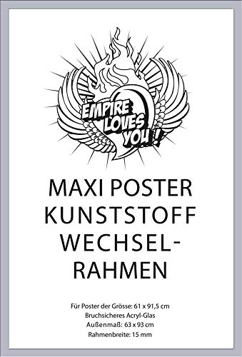 empireposter Rahmen Maxi-Poster 61x91,5cm, Kunststoff/Acrylglas, 61x91,5cm, Silber von empireposter