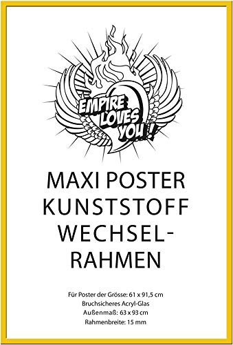 empireposter Rahmen Maxi-Poster und Landkarten 61x91,5cm, Kunststoff/Acrylglas, 61x91,5cm, gelb von empireposter