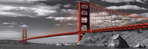 empireposter San Francisco Golden Gate Bridge Colorlight Tür Poster schwarz-Weiss Foto San Francisco USA - Grösse 158x53 cm + 1 Packung tesa Powerstrips® - Inhalt 20 Stück von empireposter