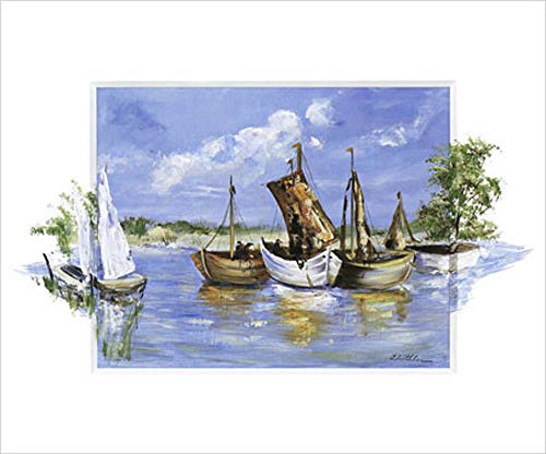 empireposter Schöttler, Katharina - Peaceful Scene - Kunstdruck Artprint Gemälde Segelschiffe Segelboote 30x24 cm von empireposter