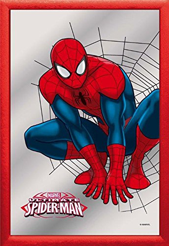 empireposter Spiderman - Web, Squat - Bedruckter Spiegel mit Kunststoff Rahmen in Holzoptik, Kult-Spiegel - Größe 20x30 cm von empireposter