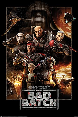 empireposter Star Wars - The Bad Batch - Montage - Film - Plakat Druck - Größe 61x91,5 cm + 2 St Posterleisten Holz 61 cm von empireposter