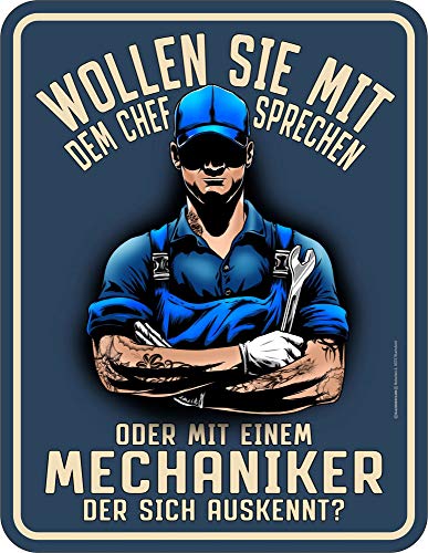 empireposter Werkstatt - Chef sprechen - Blech-Schild Spruch - Blechschild - Grösse 17x22 cm von empireposter