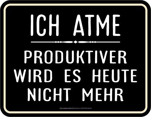 empireposter ich atme - Blech-Schild - Blechschild mit Spruch, 4 Saugnäpfe - Blech-Schild Blech Schild Fun, Größe 22x17 von empireposter