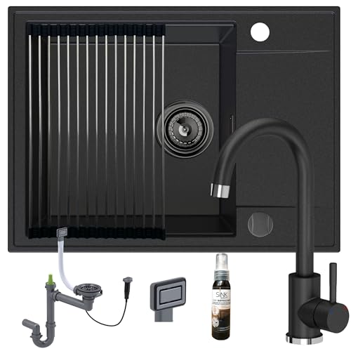 SINK QUALITY Spülbecken graphit mit Armatur Set 62x46 - Spüle mit wasserhahn, Siphon graphit, Abtropfgestell, Imprägniermittel - Küchenspüle Komplettset für 55er Unterschrank SINK QUALITY Spülbecken graphit mit Armatur Set 62x46 - Spüle mit wasserhahn, Siphon graphit, Abtropfgestell, Imprägniermittel - Küchenspüle Komplettset für 55er Unterschrank von empiria SINK QUALITY