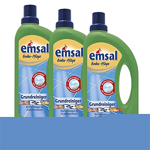 3X emsal Boden-Pflege Grundreiniger 1 Liter Kraftreiniger & Schichtenlöser von emsal