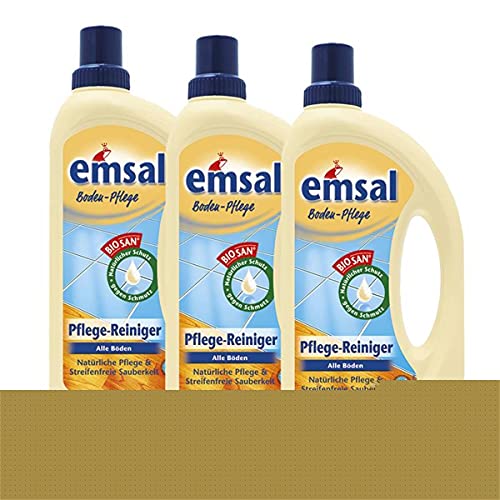 3X emsal Boden-Pflege Pflege Reiniger 1 Liter mit Biosan - Natürliche Pflege von emsal