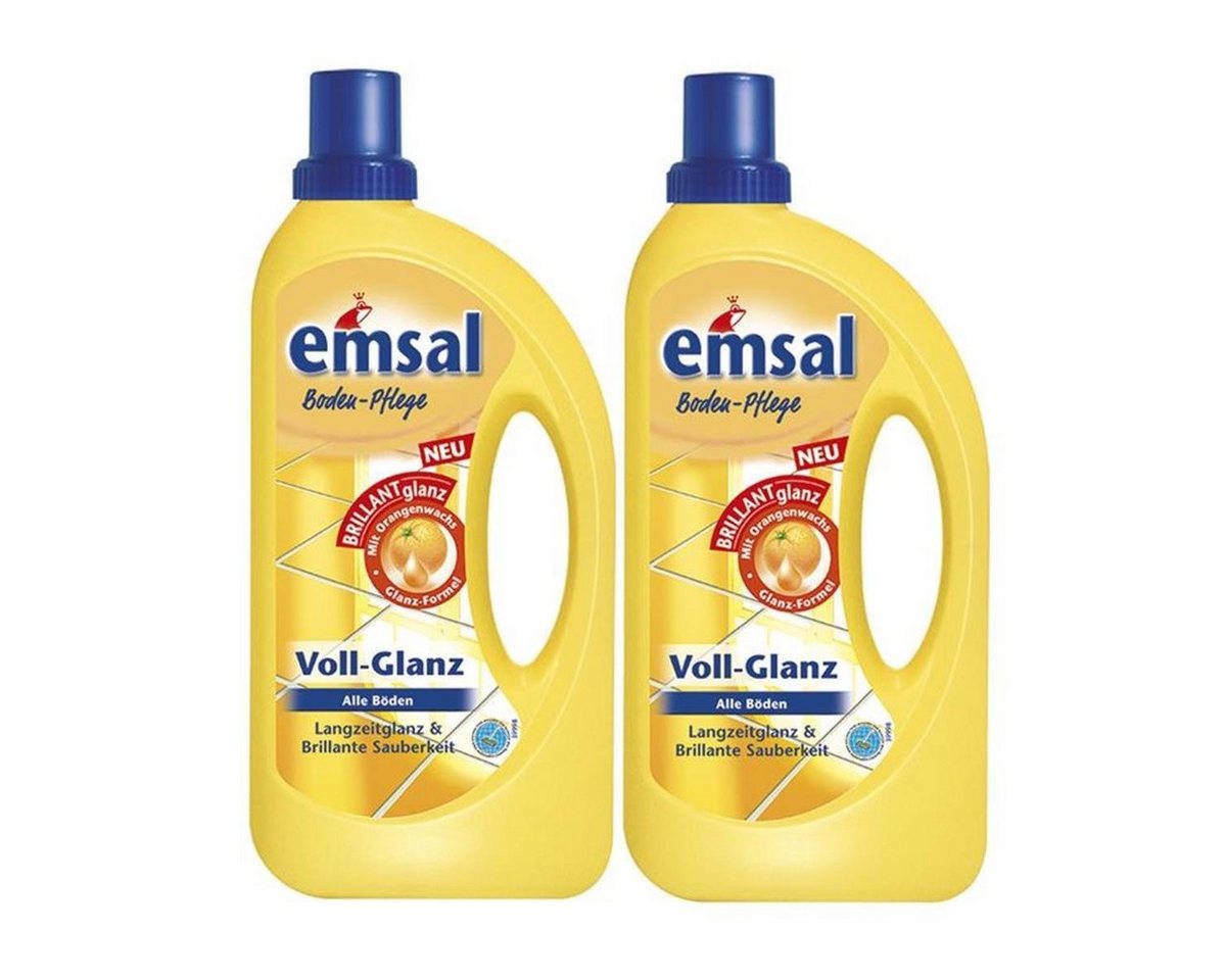 emsal 2x emsal Boden-Pflege Voll-Glanz 1 Liter, Langzeitglanz & Brillante Sa Fussbodenreiniger von emsal