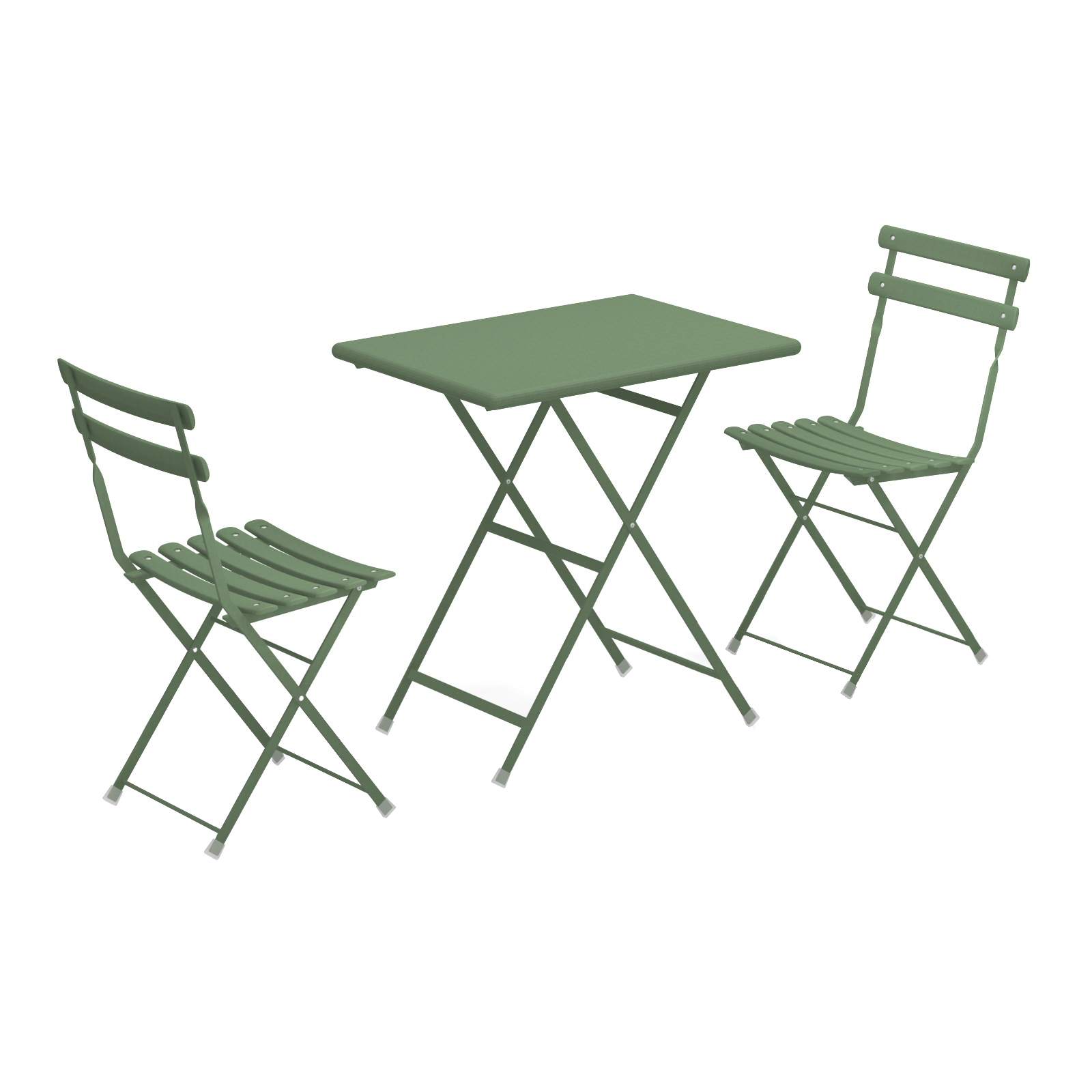 Emu - Arc en Ciel Set Gartentisch + 2 Gartenstühle - grün/pulverbeschichtet/Tisch: LxBxH 70x50x74cm/Stuhl: BxHxT 42.5x81x43cm von Emu