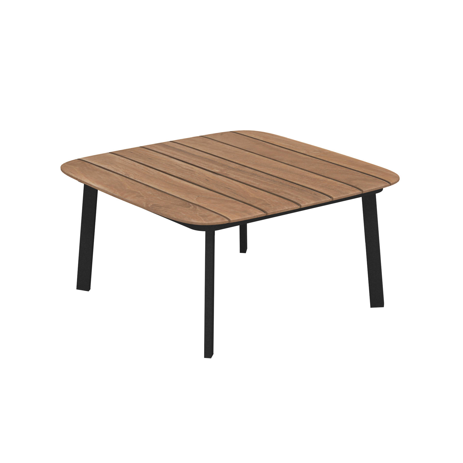 Emu - Shine Gartenbeistelltisch 79x79cm - schwarz/Tischplatte Teak/LxBxH 79x79x40cm von Emu