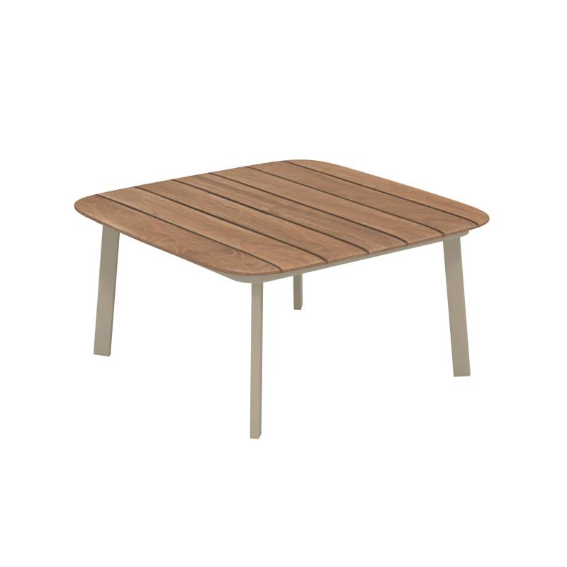 Emu - Shine Gartenbeistelltisch 79x79cm - taupe/Tischplatte Teak/LxBxH 79x79x40cm von Emu