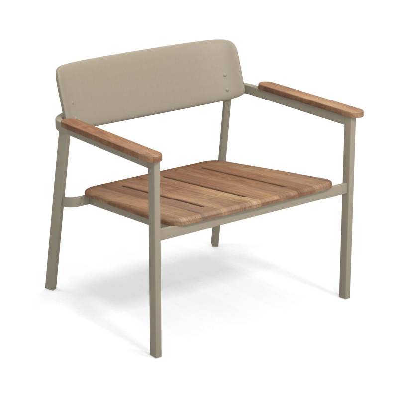 Emu - Shine Lounge Gartenarmlehnstuhl Teak - taupe/Sitzfläche und Armlehnen Teak/BxHxT 77x72x65cm von Emu