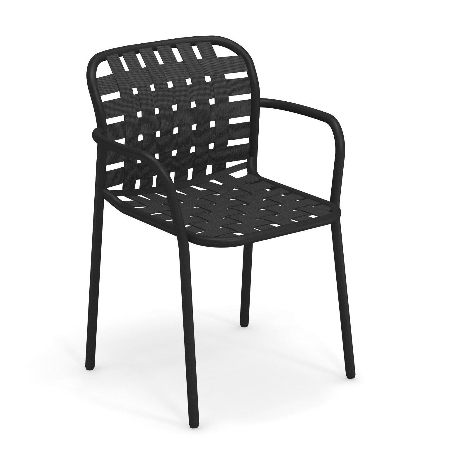 Emu - Yard Gartenarmlehnstuhl - schwarz, grauschwarz/Sitz elastische Gurte grauschwarz/BxHxT 58x81x55cm/Gestell schwarz von Emu