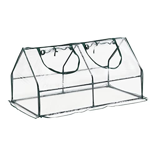 Mini Gewächshaus Laubach 120x60x60cm Foliengewächshaus für draußen Treibhaus mit Reißverschluss und 2 Fenstern Transparent von [en.casa]