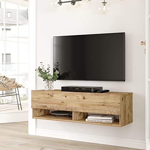 [en.casa] TV Board Laitila TV Schrank mit 2 Ablagen 2 Schranktüren Lowboard Fernsehtisch 100 x 31,5 x 29,5 cm Sideboard hängend Eiche rustikal von [en.casa]