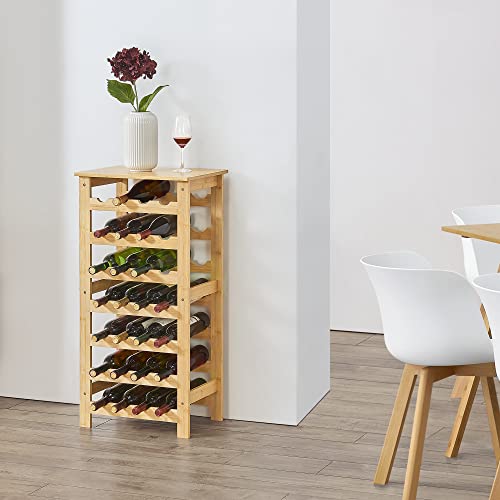 [en.casa] Weinregal Äänekoski 94x47x29 cm Flaschenhalter 28 Flaschen 7 Ebenen Weinständer für Küche Bambus Natur von [en.casa]