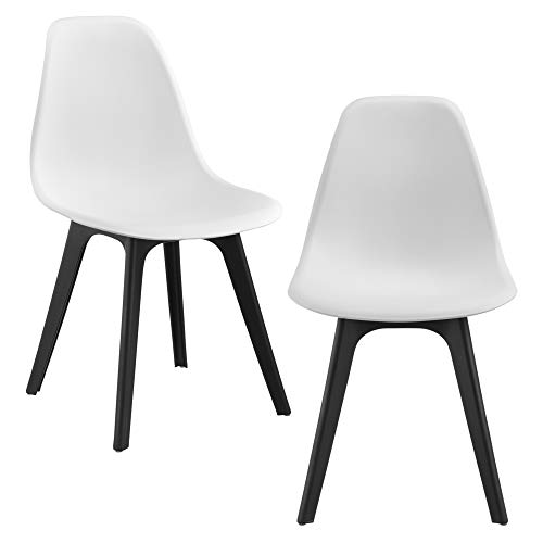 2x Design Stühle Esszimmer Schwarz Stuhl Kunststoff Kunst-Leder Stuhl en.casa 