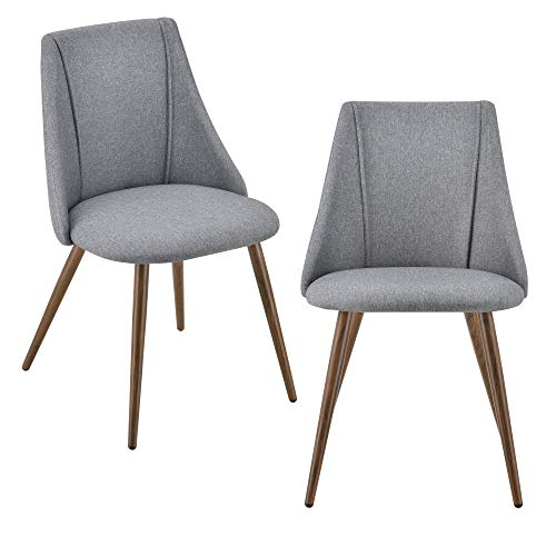 [en.casa] 2X Polsterstuhl Design Stühle Esszimmerstuhl 2er Set Textil Grau Bürostuhl mit Metallbeinen in Holzoptik 2 STK. von [en.casa]