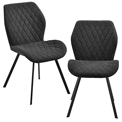 [en.casa] 2X Stühle Dunkelgrau Gepolstert mit Textilbezug Lehnstuhl Esszimmer-Stuhl Polsterstuhl Gesteppt Lounge Set von [en.casa]