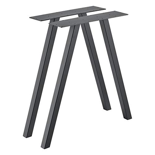 [en.casa] 2X Tischgestell 70x72 cm Metallgestell im Set Möbelbein Stahl Stahlgrau von [en.casa]