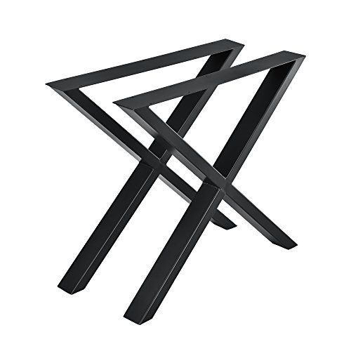 [en.casa] Tischgestell Greith 2er-Set X-Form Tischbeine Tischkufen aus pulverbeschichtetem Stahl für Esstisch, Schreibtisch Schwarz 79 x 72 cm von [en.casa]