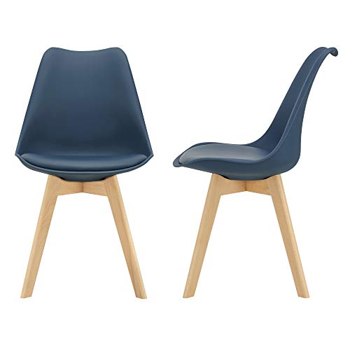 [en.casa] 2er-Set Design Esszimmerstühle 'Fläten' 81 x 49cm Blau PU-Kunstleder Polsterstuhl Stühle Wohnzimmerstuhl Küchenstuhl von [en.casa]