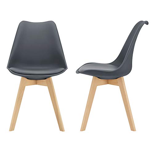 [en.casa] 2er-Set Design Esszimmerstühle 'Fläten' 81 x 49cm Grau PU-Kunstleder Polsterstuhl Stühle Wohnzimmerstuhl Küchenstuhl von [en.casa]