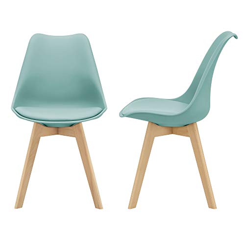 [en.casa] 2er-Set Design Esszimmerstühle 'Fläten' 81 x 49cm Minzgrün PU-Kunstleder Polsterstuhl Stühle Wohnzimmerstuhl Küchenstuhl von [en.casa]