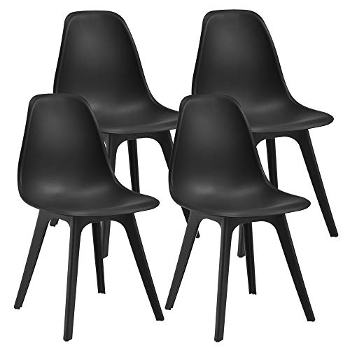 [en.casa] 4X Design Stühle 83 x 54 x 48cm Schwarz Esszimmer Stuhl Stühle Kunststoff Skandinavisch mit Bodenschoner von [en.casa]