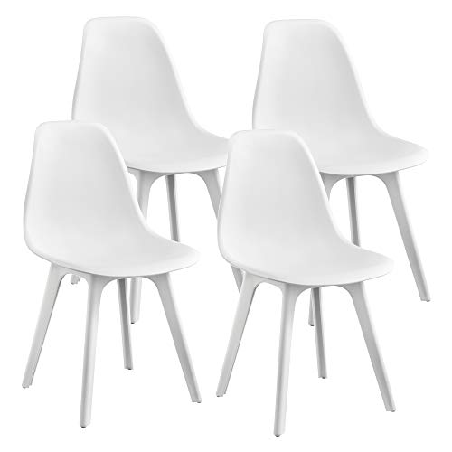 [en.casa] 4X Design Stühle 'Brevik' 83 x 54 x 48cm Weiß Esszimmer Stuhl Stühle Kunststoff Skandinavisch mit Bodenschoner von [en.casa]