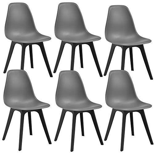 [en.casa] 6X Design Stühle 'Brevik' Grau & Schwarz Esszimmer Stuhl Kunststoff Skandinavisch Set von [en.casa]
