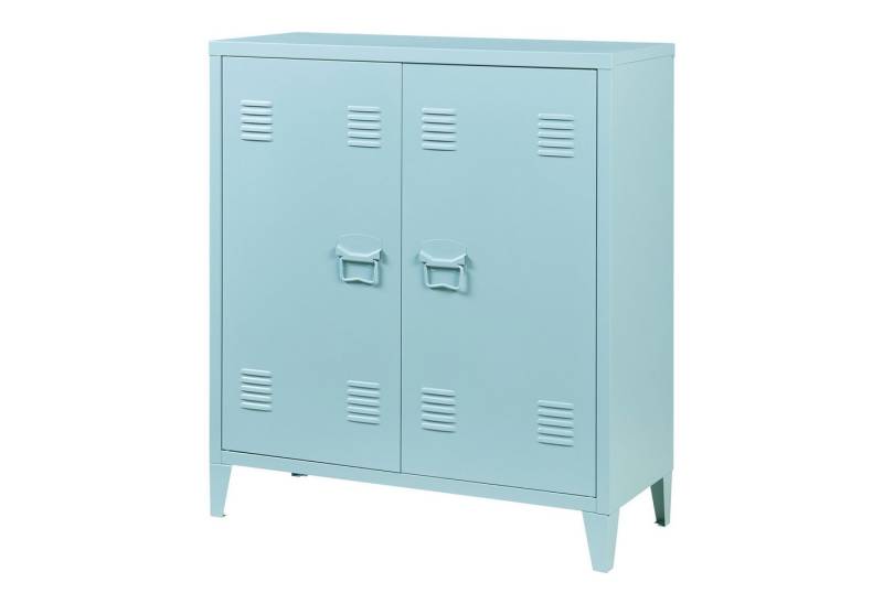 en.casa Aktenschrank »Oripää« mit 2 Türen Stahl 90x80x33 cm Graublau von en.casa