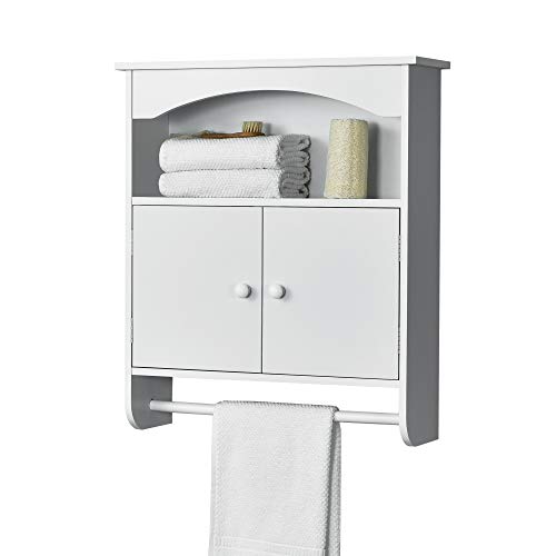 [en.casa] Badezimmerschrank 61 x 53 x 15 cm mit Handtuchhalter Badschrank Wandschrank Schrank Weiß MDF von [en.casa]