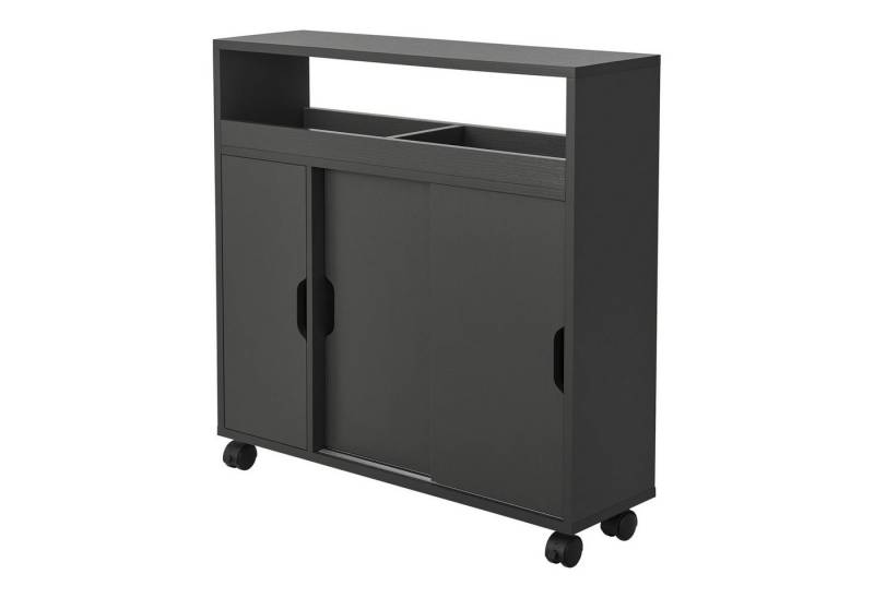 en.casa Badkommode, »Lumijoki« Badezimmerschrank Mehrzweckschrank mit Rollen Dunkelgrau von en.casa