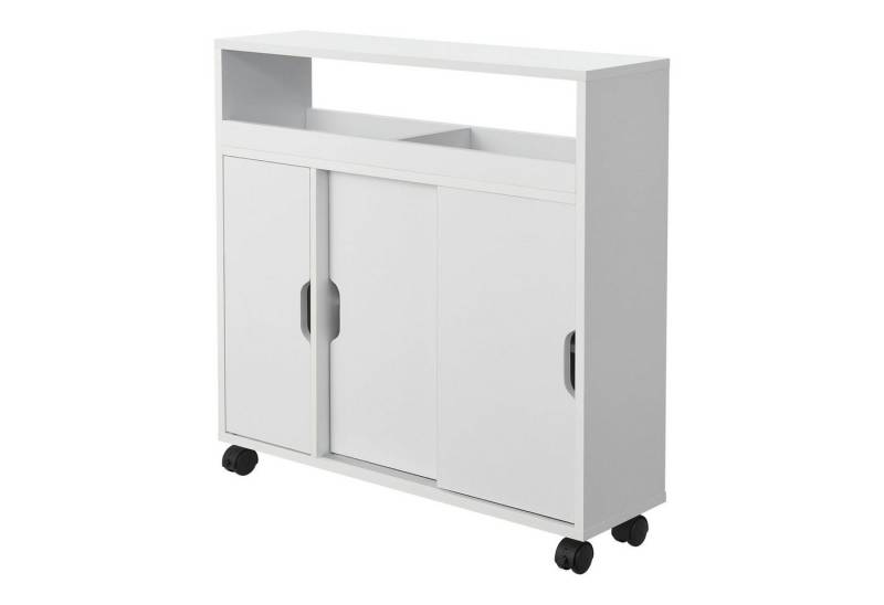 en.casa Badkommode, »Lumijoki« Badezimmerschrank Mehrzweckschrank mit Rollen Weiß von en.casa