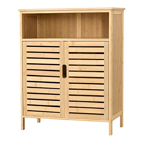 [en.casa] Bambus Badezimmerschrank Eslöv Badezimmer Kommode Badschrank mit Ablagen Mehrzweckschrank 81 x 65,5 x 31 cm von [en.casa]