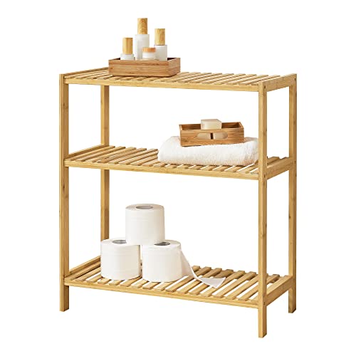 [en.casa] Bambus Standregal Nyköping 58 x 26 x 66 cm Haushaltsregal mit 3 Ablagen Küchenregal Badezimmerregal von [en.casa]