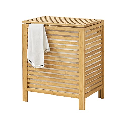 [en.casa] Bambus Wäschekorb Skövde 50,5 x 35,5 x 60 cm Wäschetruhe Wäschesammler mit herausnehmbarem Wäschesack 65 L von [en.casa]