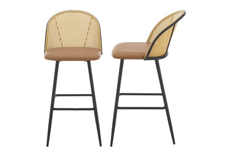 en.casa Barhocker, »Gausdal« Barstuhl 2er Set gepolstert Metallbeine Braun Schwarz von en.casa