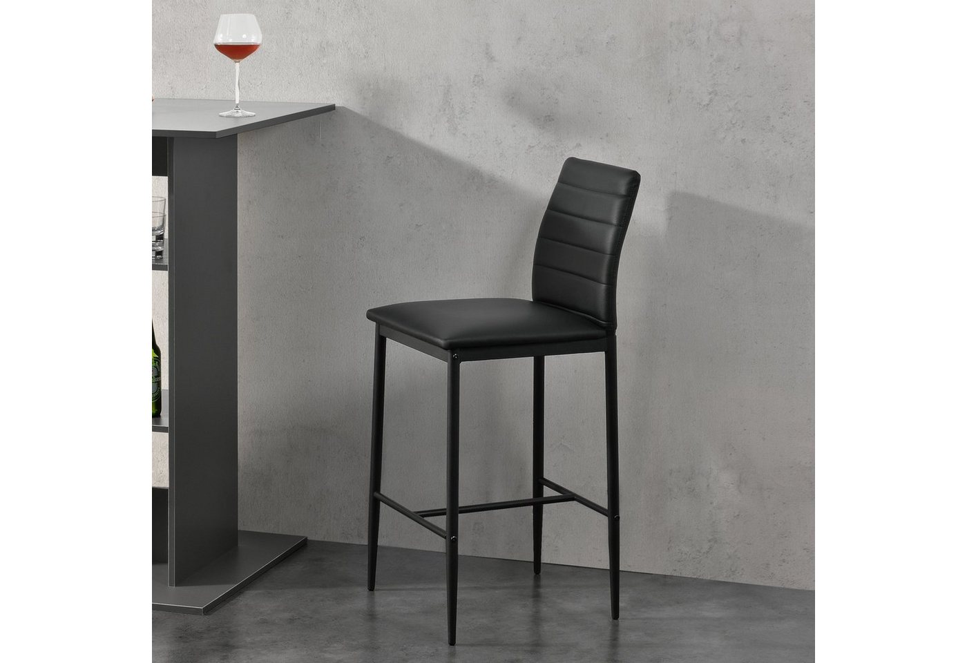 en.casa Barhocker (Set, 2er), Design-Sitzhocker 96 x 43 x 47cm Schwarz von en.casa