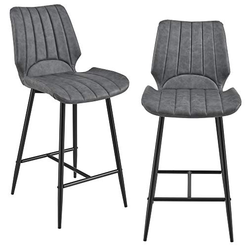 [en.casa] Barhocker mit Lehne 2er Set Dunkelgrau Wildlederimitat mit Metallbeine Gepolstert Barstuhl Stuhl Tresenhocker Barsessel von [en.casa]