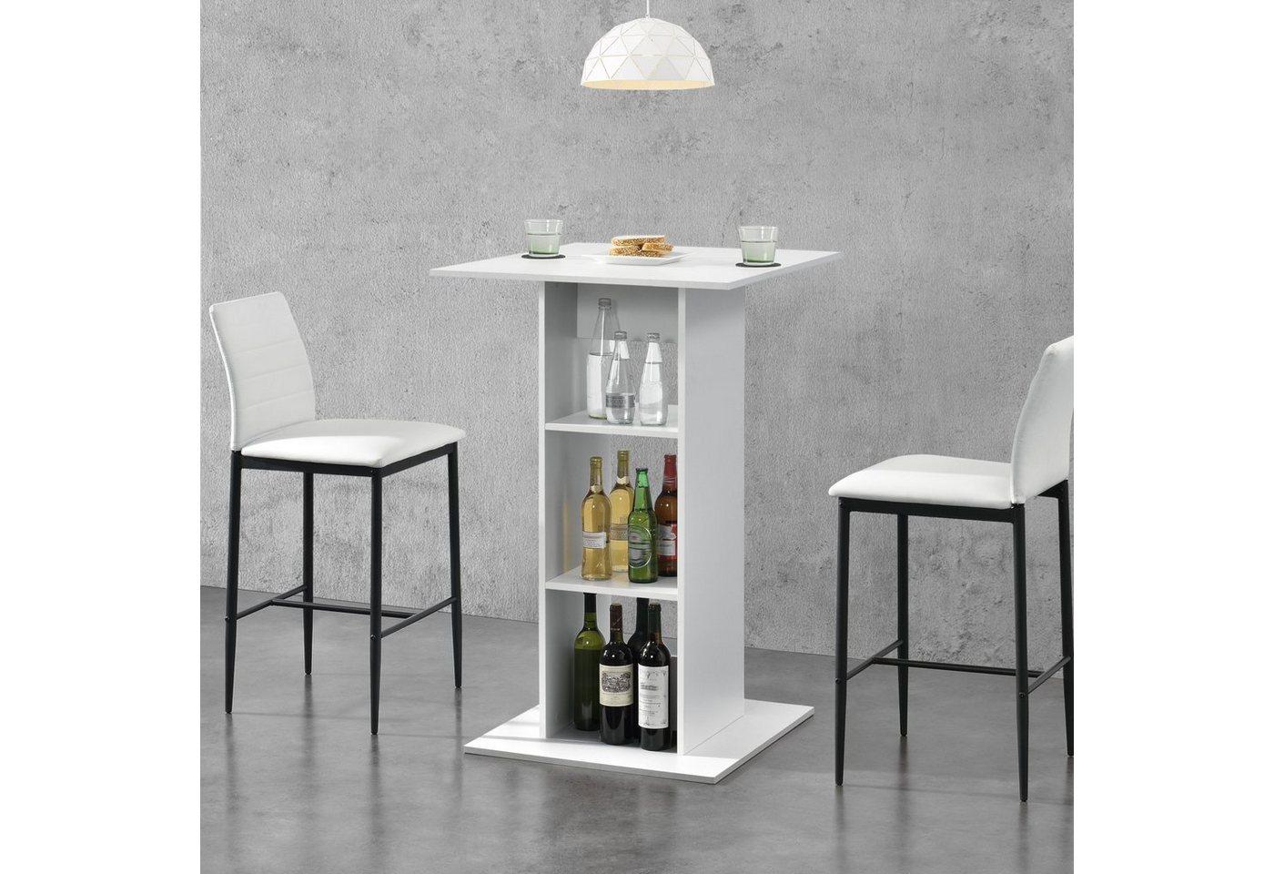 en.casa Bartisch (nur Tisch), »Visby« Bartheke 110x70x70cm Weiß von en.casa