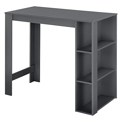 [en.casa] Bartisch mit integrierter Hausbar 120x60x106cm Tresentisch mit 3 Ablageflächen Stehtisch Bartheke mit 3 Fächern Küchentheke Tresen Dunkelgrau von [en.casa]
