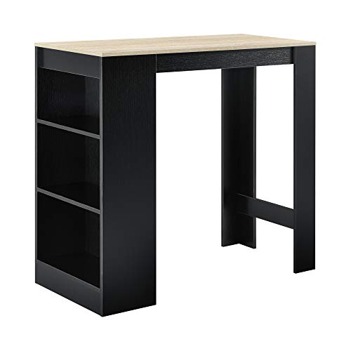 [en.casa] Bartisch Kouvola Bistrotisch Esstisch 110 x 50 x 103 cm Küchentisch Küchentheke mit 3 Fächern Stehtisch Bartheke für Esszimmer Wohnzimmer Küche Schwarz/Eicheoptik von [en.casa]