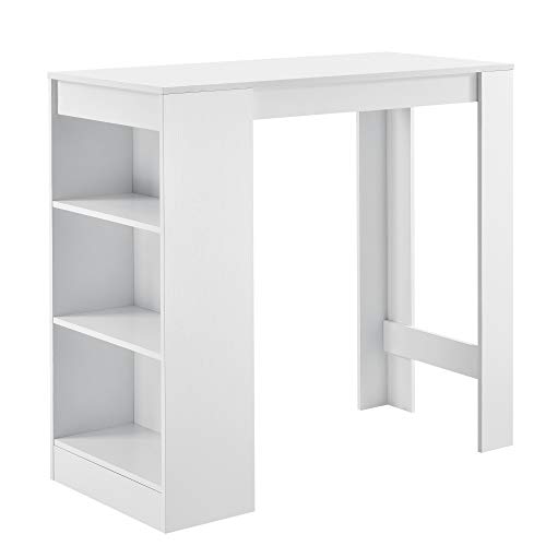 [en.casa] Bartisch Kouvola Bistrotisch Esstisch 110 x 50 x 103 cm Küchentisch Küchentheke mit 3 Fächern Stehtisch Bartheke für Esszimmer Wohnzimmer Küche Weiß von [en.casa]