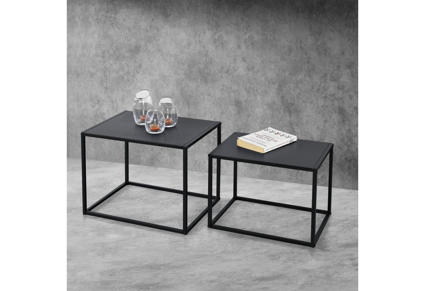 en.casa Beistelltisch (Set, 2-St., 2er-Set), »Archsum« Couchtisch Kaffeetisch Metall im Industrial Design von en.casa